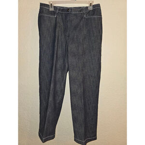 Tanjay Petite Straight Leg Pants 12P Blue with White Stitching